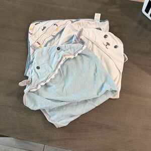 Baby- Infant Pack of 3 Soft White and Blue Towels